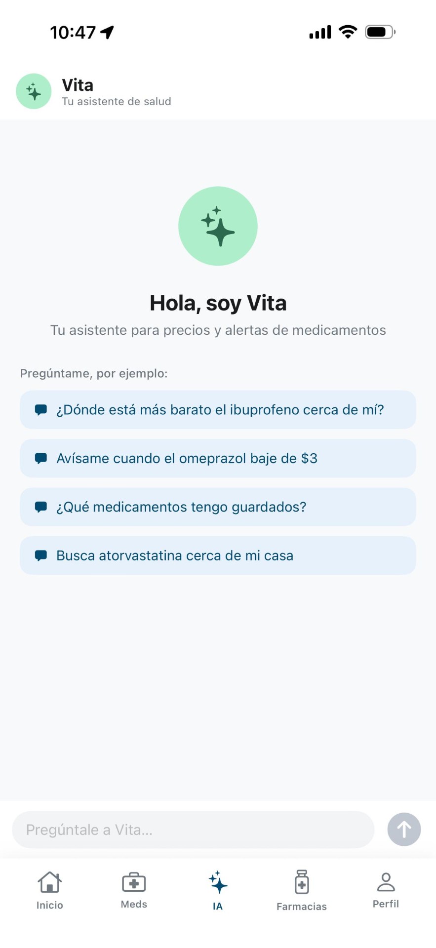 Panel del asistente Vita